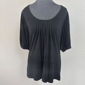 Banana Republic Stretch Top with Puff Sleeves - Black - Size L